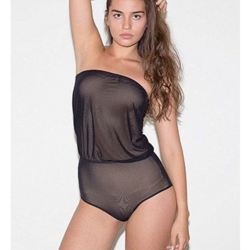 American apparel mesh strapless bodysuit